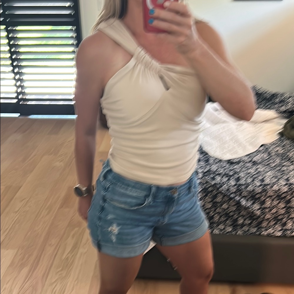 Dolan Cream One Shoulder Ruched Tank Top